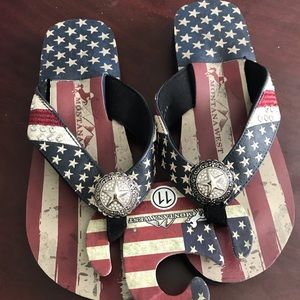 American Flag Flip Flops by Montana West Size 11